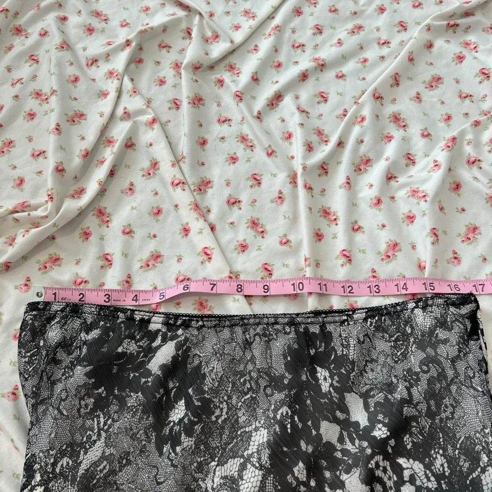 vintage black & white lace patterned ruffle midi‎ skirt